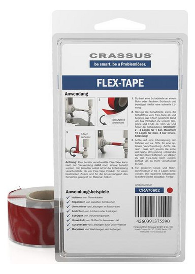 Crassus Flex-Tape 25mmx3,5 mx0,7mm, selbstverschweißend, rot