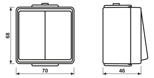 Wippschalter gr glz WG 600 AP IP44 2p 2f 10AX