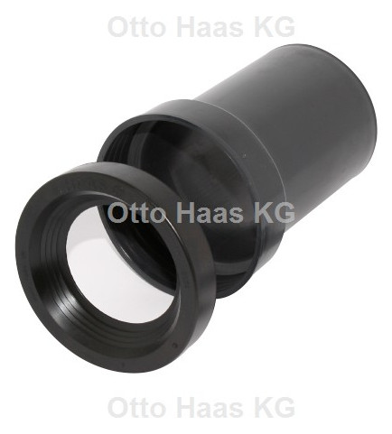 HAAS PE-Wand-WC-Anschlussstutzen DN 90/110, 180 mm, verschweißbar, mit Gummispüldichtung, schwarz