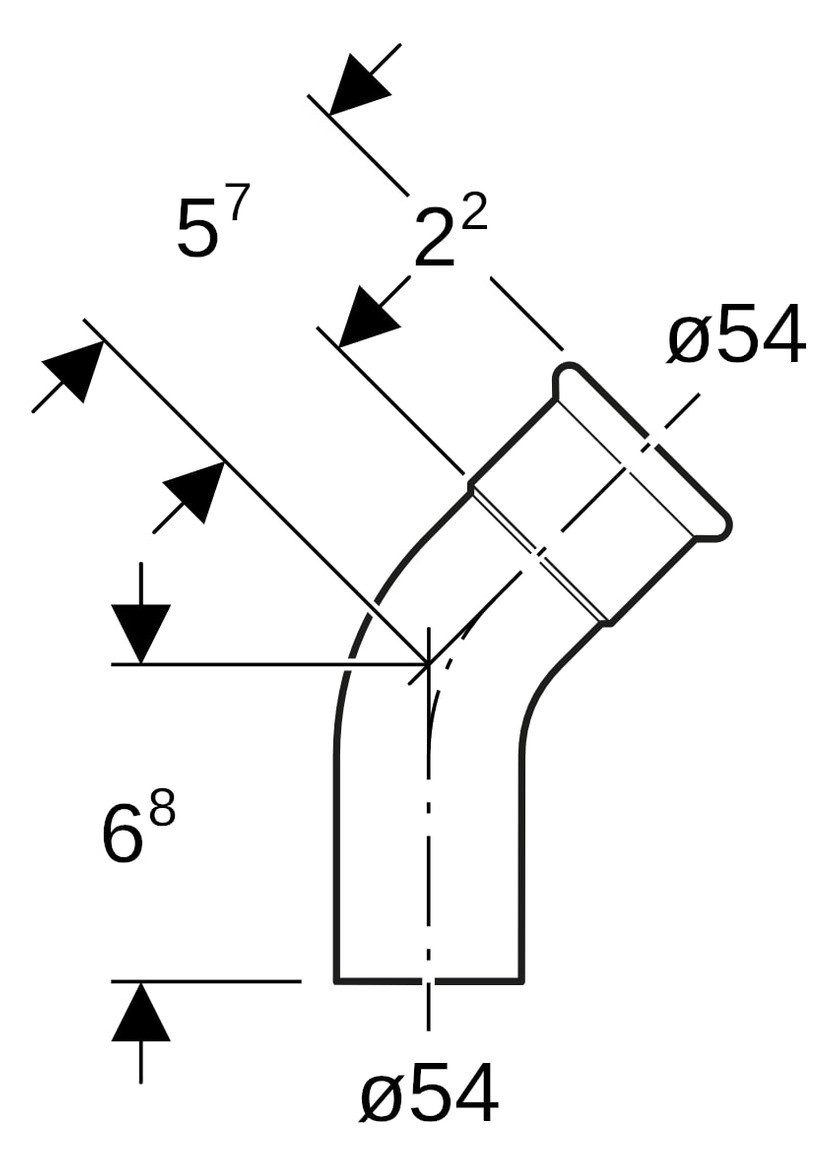 Geberit Gas-Bogen Mapress Ø 54 mm, 45Grad, mit Einschubende, Kupfer