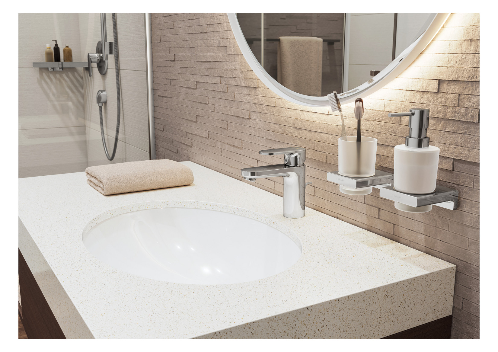 hansgrohe Waschtisch-Einhebelmischer 100 Vernis Blend mit Zugstangen-Ablaufgarnitur, chrom