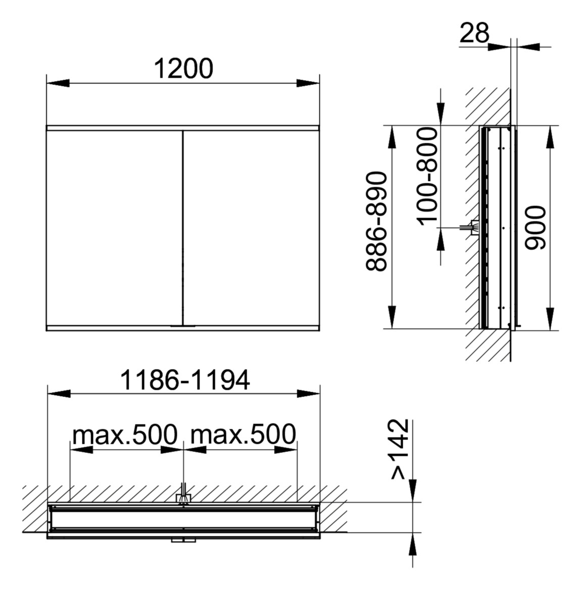 KEUCO Spiegelschrank Royal Modular 2.0 DALI 1200 x 900 x 160 mm, 2 Steckdosen, Wandeinbau, 2 Türen, beleuchtet