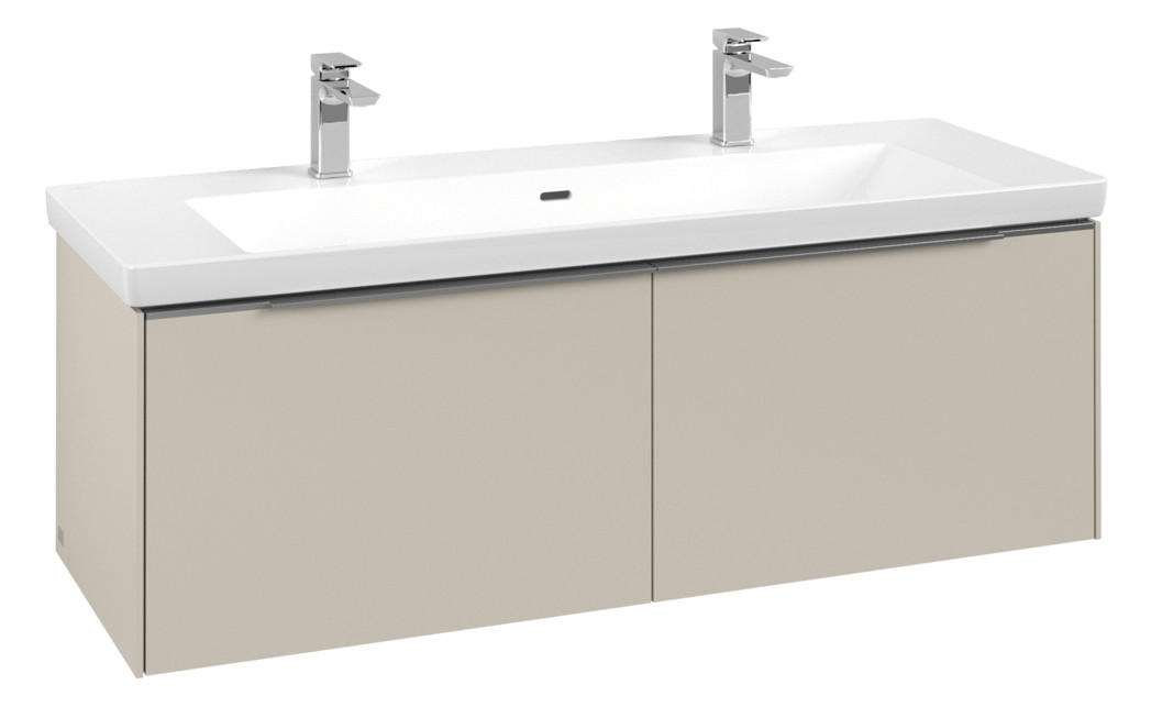 V&B Waschtisch-Unterschrank Subway 3.0 127,2x42,9x47,8cm, ohne LED/Griff Aluminium glänzend, cashmere grey
