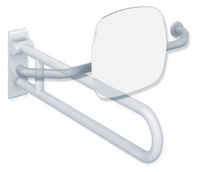 HEWI Rückenstütze 801 Wandabstand 230mm, rechts, Lehne signalweiß, stahlblau