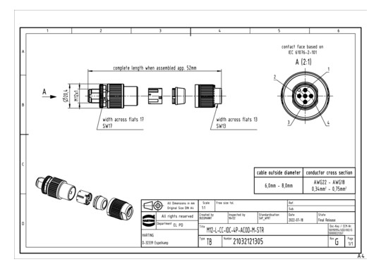 HART Rundsteckverbinder M12  21032121305 