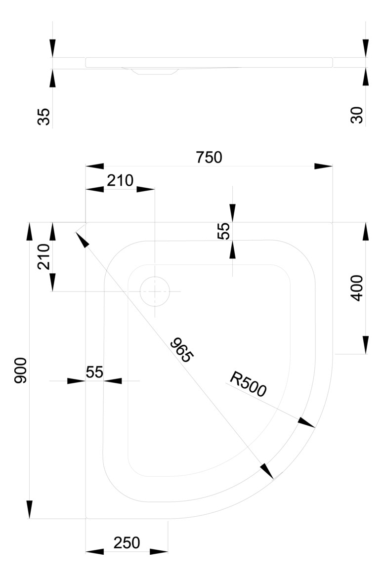 Duschwanne BetteCorner 8159 90x75x3,5cm, Glasur, edelweiß