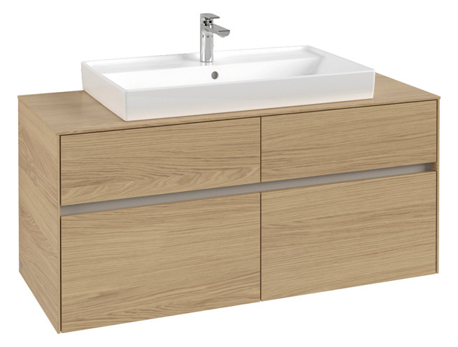 V&B Waschtischunterschrank Collaro 120x54,8x50cm, Waschtisch mittig, nordic oak
