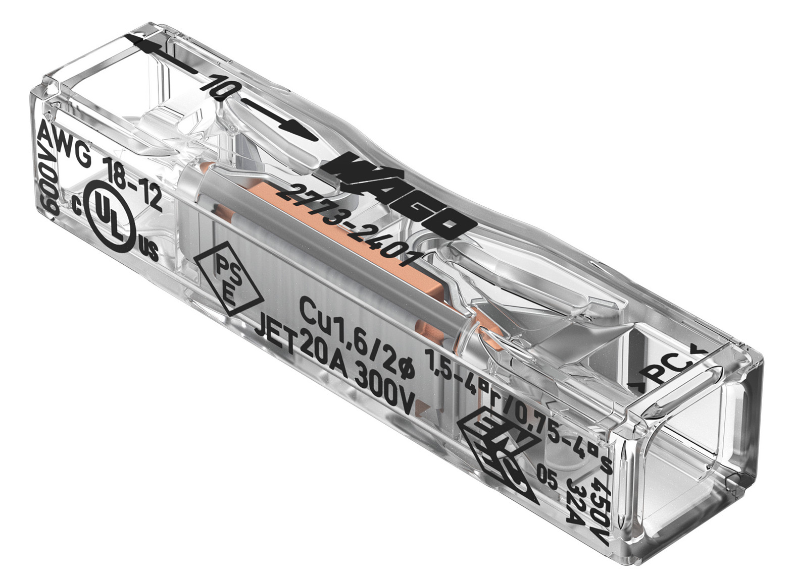 Steckklemme 2f 450V 32A 0,75-4qmm f.Massivleit farblos
