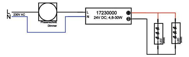 LED-Steuerung 4,8-30W 24V IP20 dim dim Kstgeh Dimmung Phasenabschnitt stat