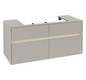 V&B Waschtischunterschrank Collaro 120x54,8x50cm, Waschtisch mittig, LED-Beleuchtung 8,8 W, soft grey