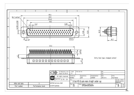 HART D SUB HD MA CRIMP SHELL 09564005604 