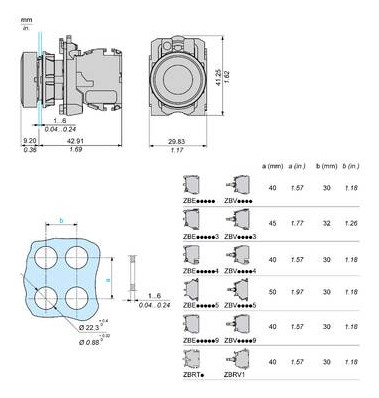 Drucktaster 1f rt rnd Ø22,5mm 1S IP30 fl Tastend