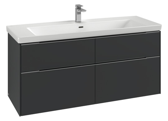 V&B Waschtisch-Unterschrank Subway 3.0 127,2x57,6x47,8cm, ohne LED/Griff Volcano black, kansas oak