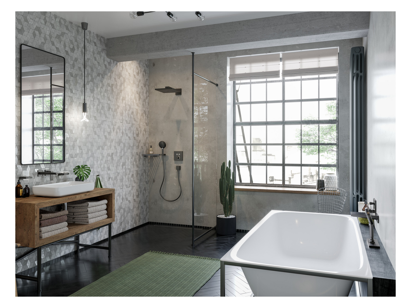 hansgrohe Fertigmontageset ShowerSelect UP-Thermostat, 2 Verbraucher, brushed black chrome