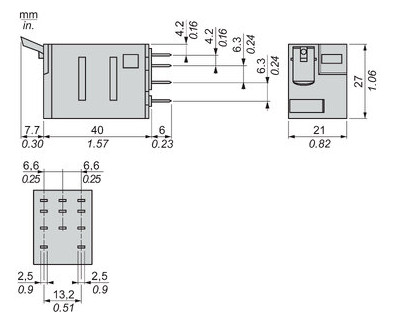 Schaltrelais 24V/AC 3W IP40 21x27x55mm Steckanschl