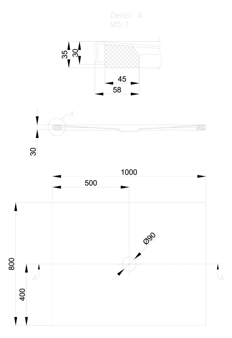 Duschfläche BetteFloor 5491 100x80cm, Antirutsch/Pro, Mini-Wannenträger, pergamon