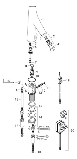 hansgrohe Elektronik-Waschtischmischer Axor Starck Organic mit Temperaturvoreinstellung, Netzanschluss, chrom