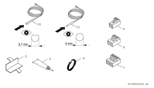 BOSCH Vorlauftemperaturfühler FV/FZ Regelungszubehör, d= 9,7mm, NTC10