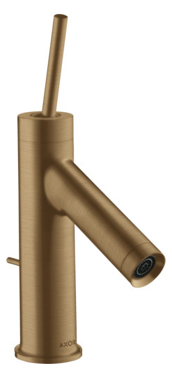 hansgrohe Waschtisch-Einhebelmischer 70 Axor Starck Ausladung 95mm, mit Pin-Griff, mit Zugstangen-Ablaufgarnitur, brushed bronze