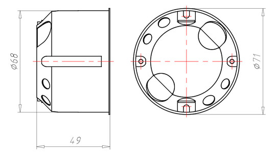 Hohlwanddose Ø68x48mm Kst rnd IP3X
