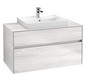 V&B Waschtischunterschrank Collaro 100x54,8x50cm, Waschtisch mittig, LED-Beleuchtung 7,3 W, white wood