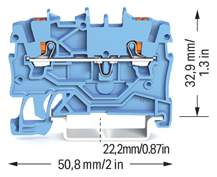 Reihenklemme 0,14-1,5qmm 1Etage 2kl bl 13,5A TS35 Hutschiene TH35