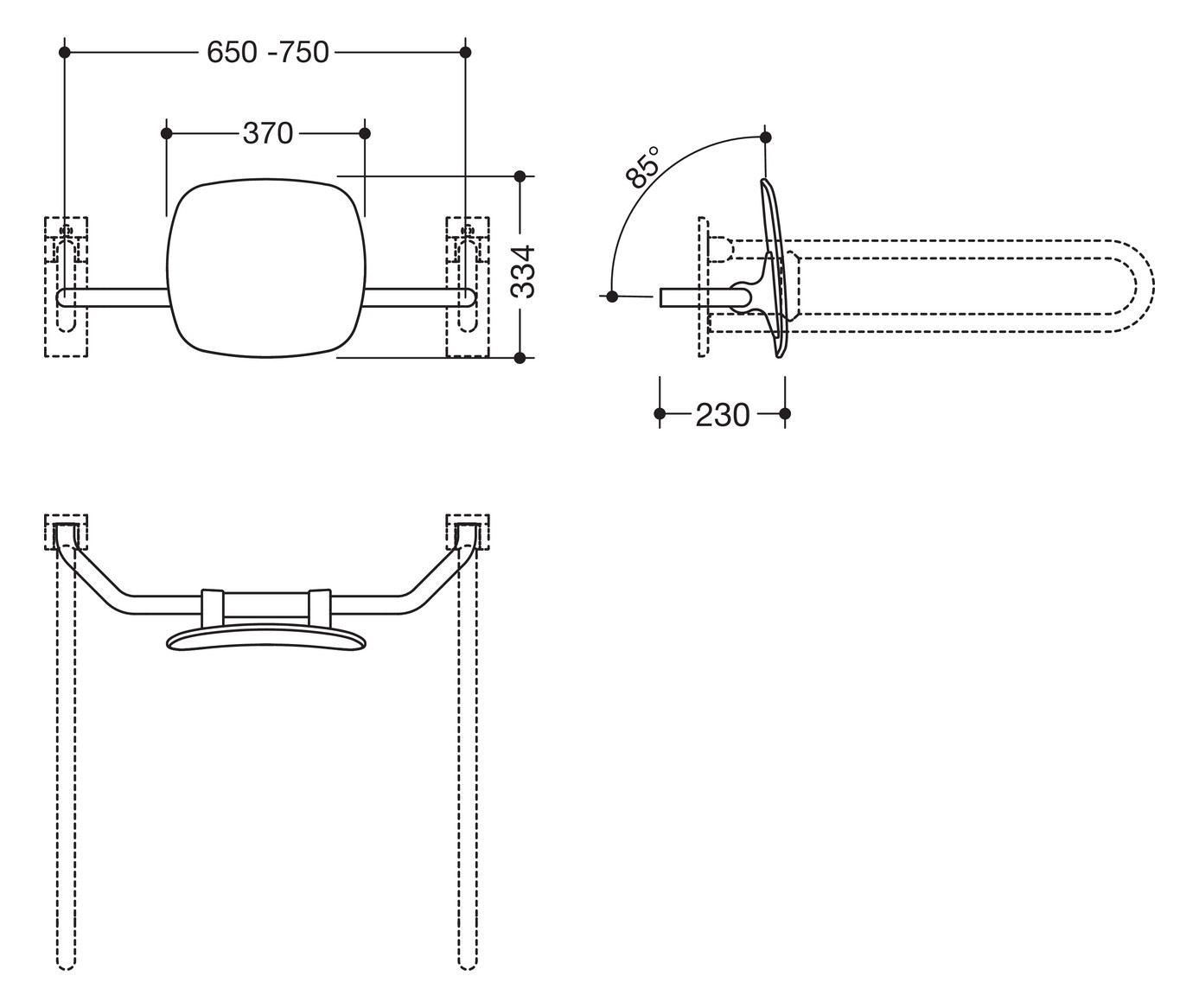 HEWI Rückenstütze 801 Wandabstand 230mm, matt, Lehne anthrazitgrau, signalweiß HEWI Rückenstütze 801 Wandabstand 230mm, matt, Lehne anthrazitgrau, signalweiß
