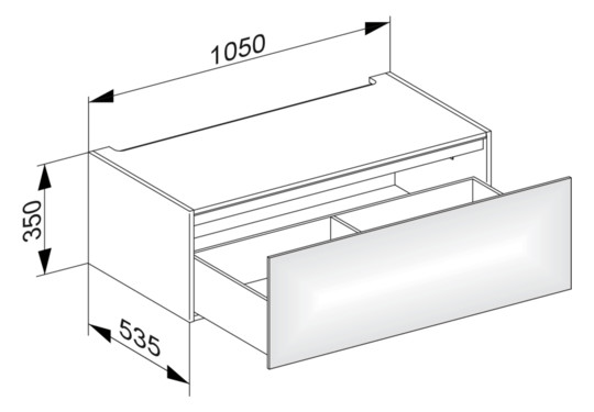 KEUCO Unterschrank Edition 11 105x35x53,5cm, 1 Frontauszug, Weiß, Glas Weiß satiniert