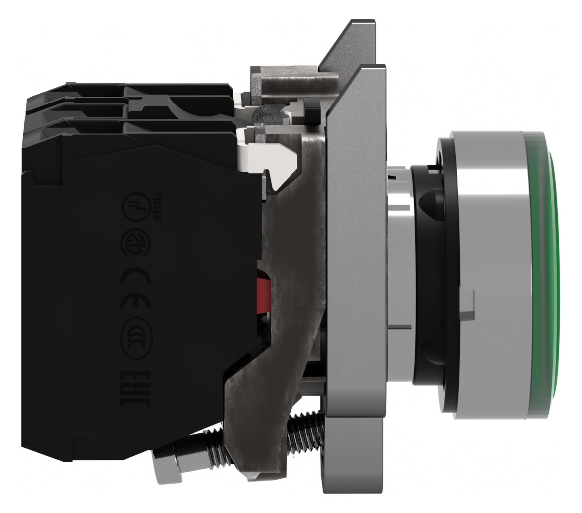 Drucktaster 1f gn rnd Ø22,5mm 1S 1Ö IP66 fl Geeignet für Beleuchtung Tastend