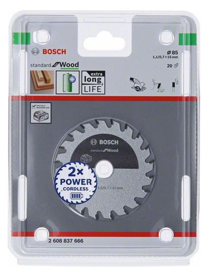 Bild HM-Kreissägeblatt 85x1,1/0,7x15 20Z Bosch VE à 1 Stück Standard Wood f Akkusägen-1