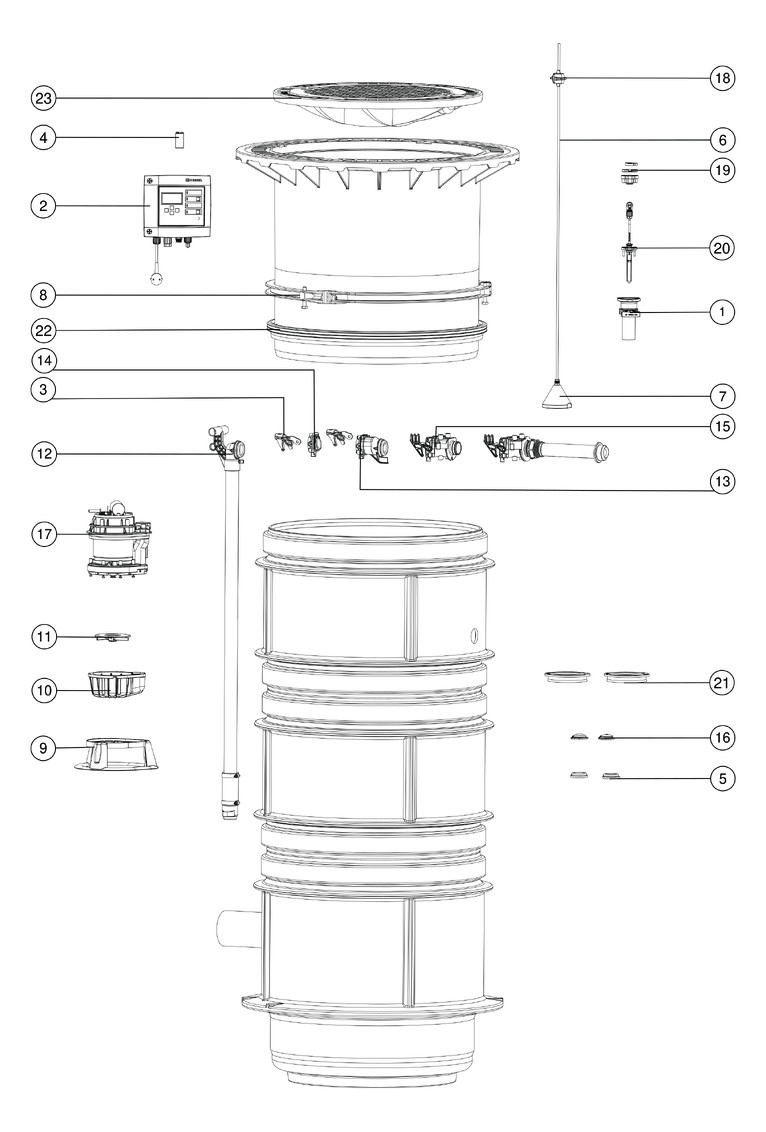 Kessel Pumpstation Aquapump Medium Mono GTF 1200, 1800-2250 mm, mit SDS-Schaltgerät, Abdeckung A/B