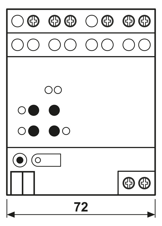 Dimmaktor KNX 20-300W REG 4TE 2Ausg uni Vor Ort-/Handbedienung