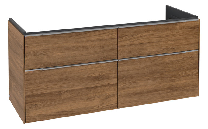 V&B Waschtisch-Unterschrank Subway 3.0 127,2x56,6x47,8cm, ohne LED/Griff Aluminium glänzend, kansas oak