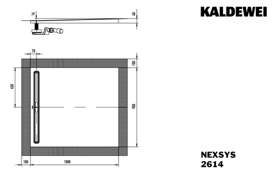 Kaldewei Duschwanne NEXSYS 2614 90x100cm, bodeneben, alpinweiß matt