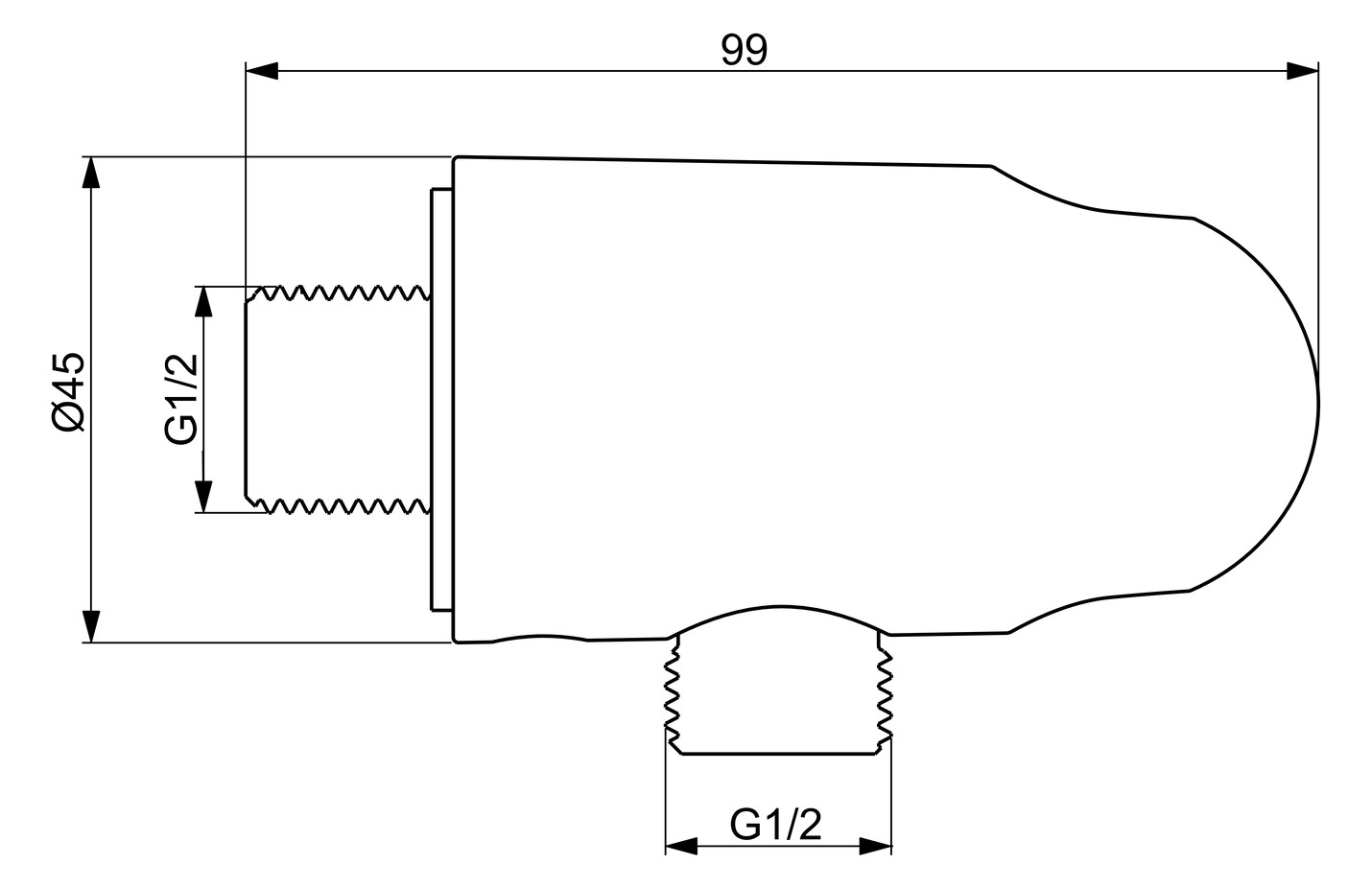 HANSA Wandanschlussbogen Wandmontage, DN 15, zweiteilige Bauweise, Stahl gebürstet