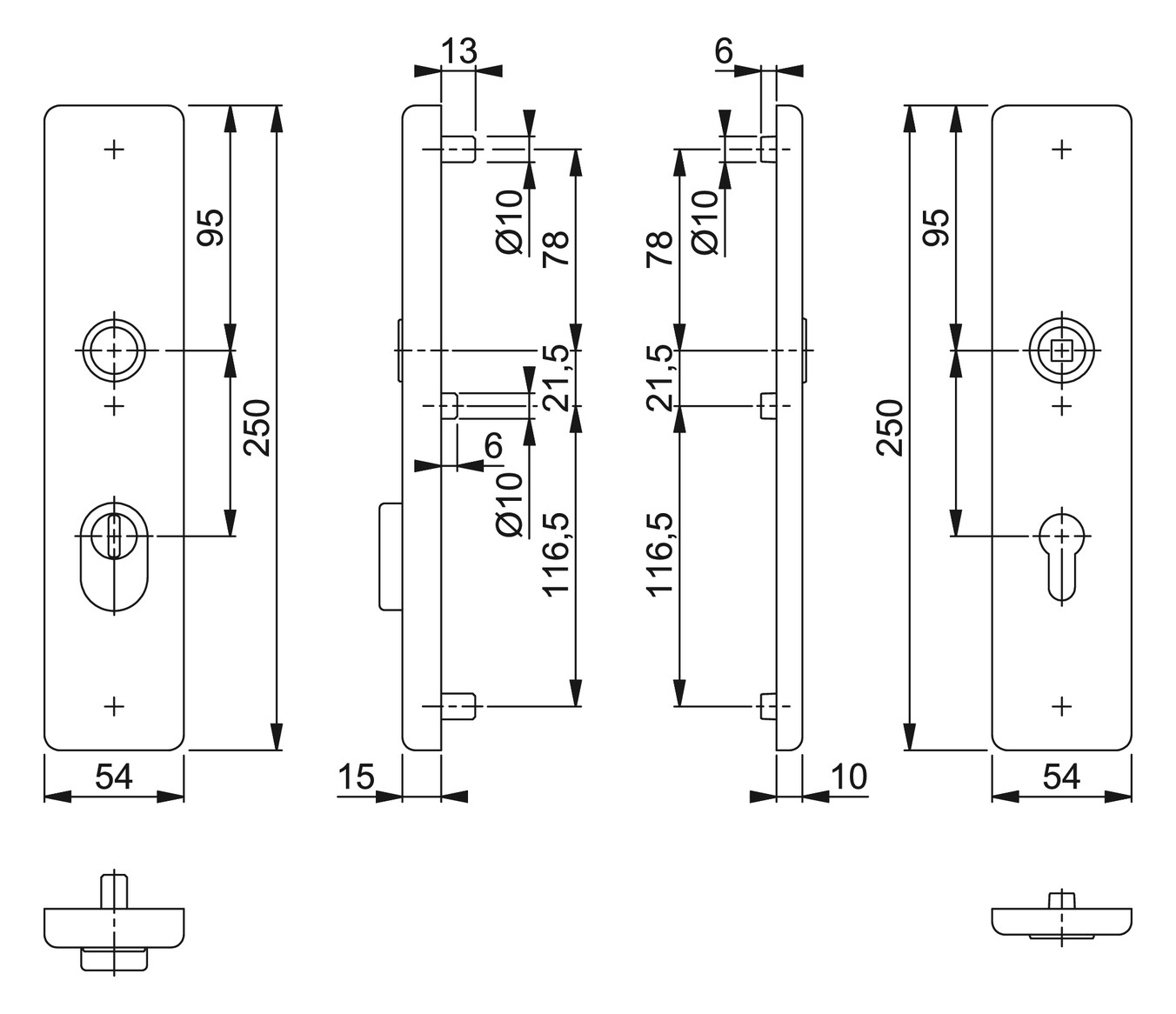 Bild Schutz-Langschild 2222ZA/2210 eckig,ES1,ZA/PZ 92/10/8,F31-1,TS67-77 - HOPPE-1
