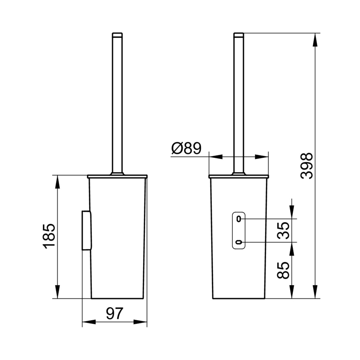 KEUCO Toilettenbürstengarnitur Moll 12764 verchromt/anthrazit, Wandmodell, mit Opak-Kunststoff-Einsatz