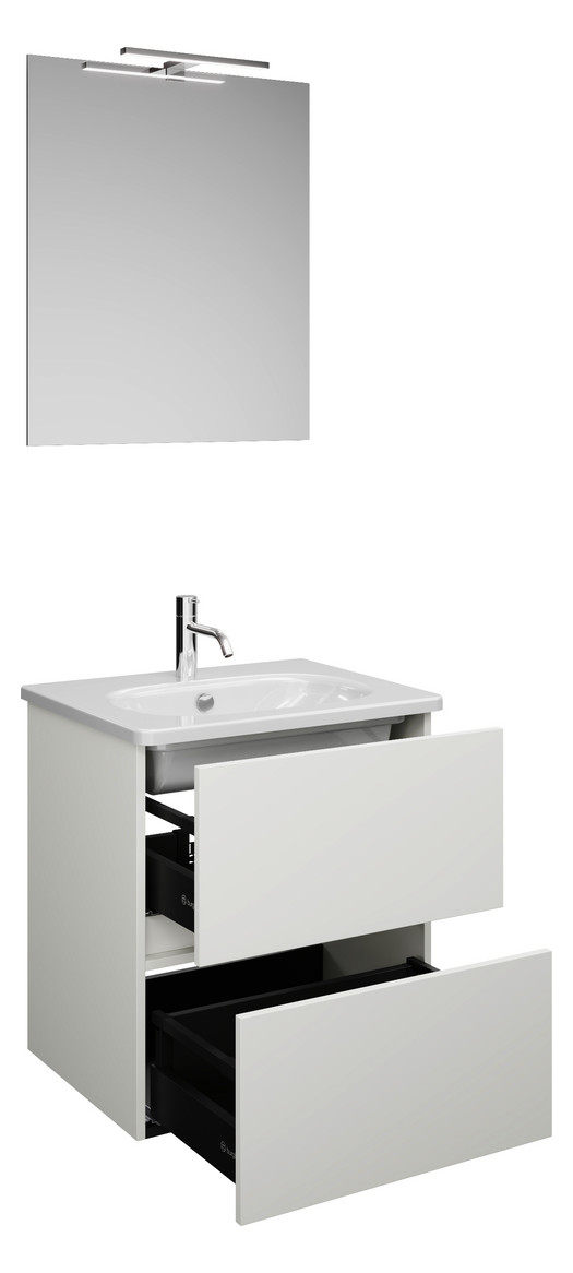 Burgbad Waschtisch-Kombination Rocio mit Spiegel, 60,5 x 200 x 46,5 cm, Weiß Matt