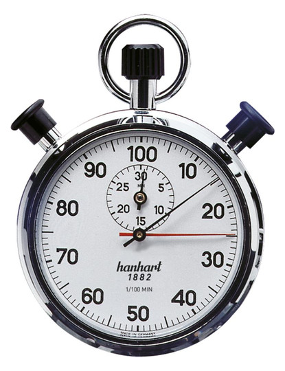 HANHART-Präzisions-Doppel-Stoppuhr - 1/100-min, 30min