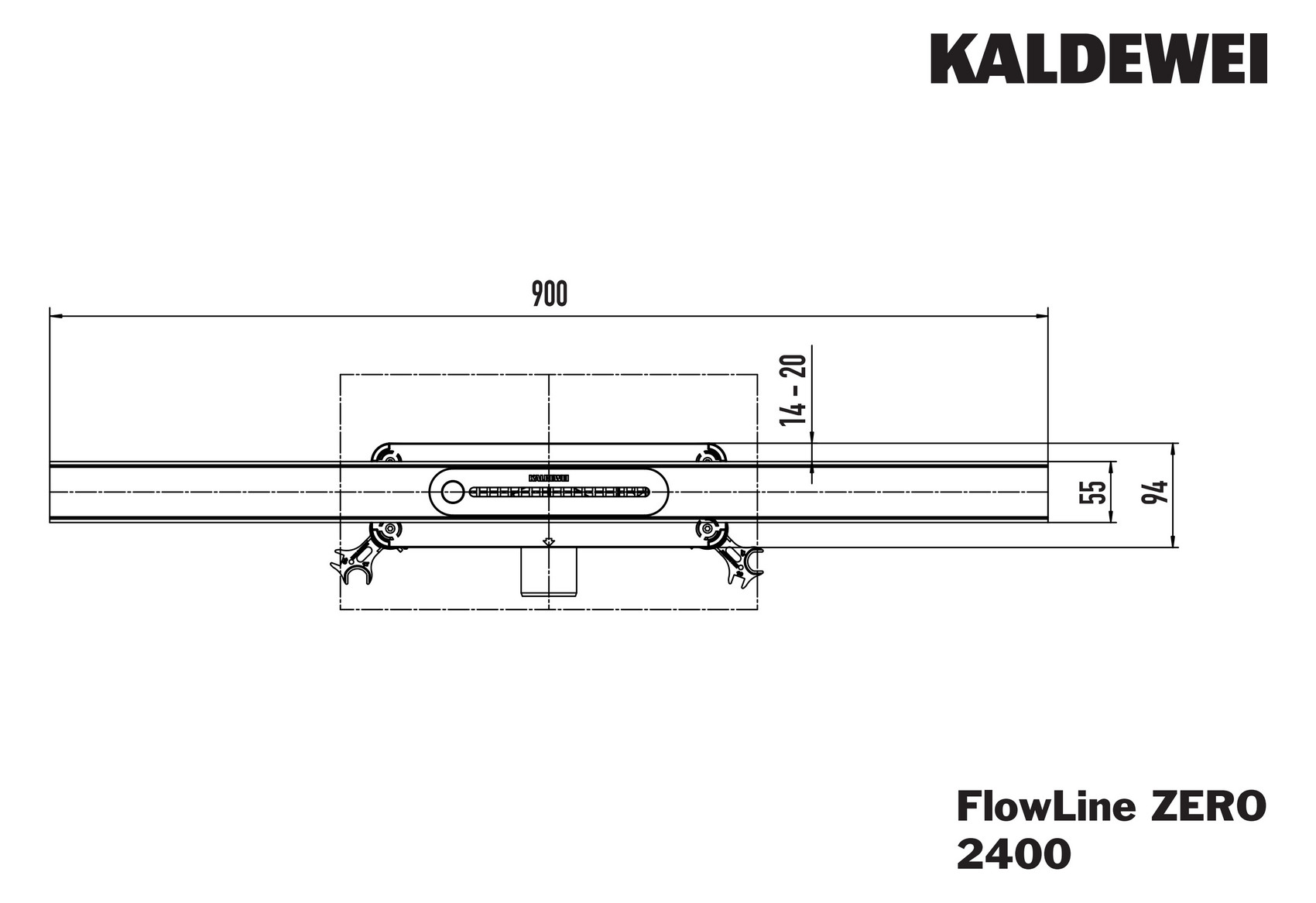 Kaldewei Duschrinne Flowline 2400 Edelstahl gebürstet, 900mm