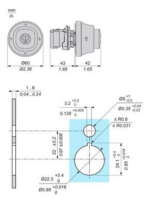 Not-Aus Taster EB IP66 Dreh 1S 1Ö m.Bel Ø22mm Einb Schraub