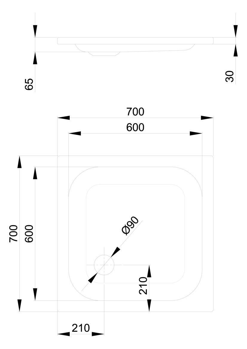 Duschwanne BetteSupra 5720 70x70x6,5cm, pergamon