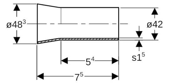 Geberit Übergangsstück Mapress DN 40, Ø 42/48,3 mm, mit Anschweiß/Einschubende, Edelstahl