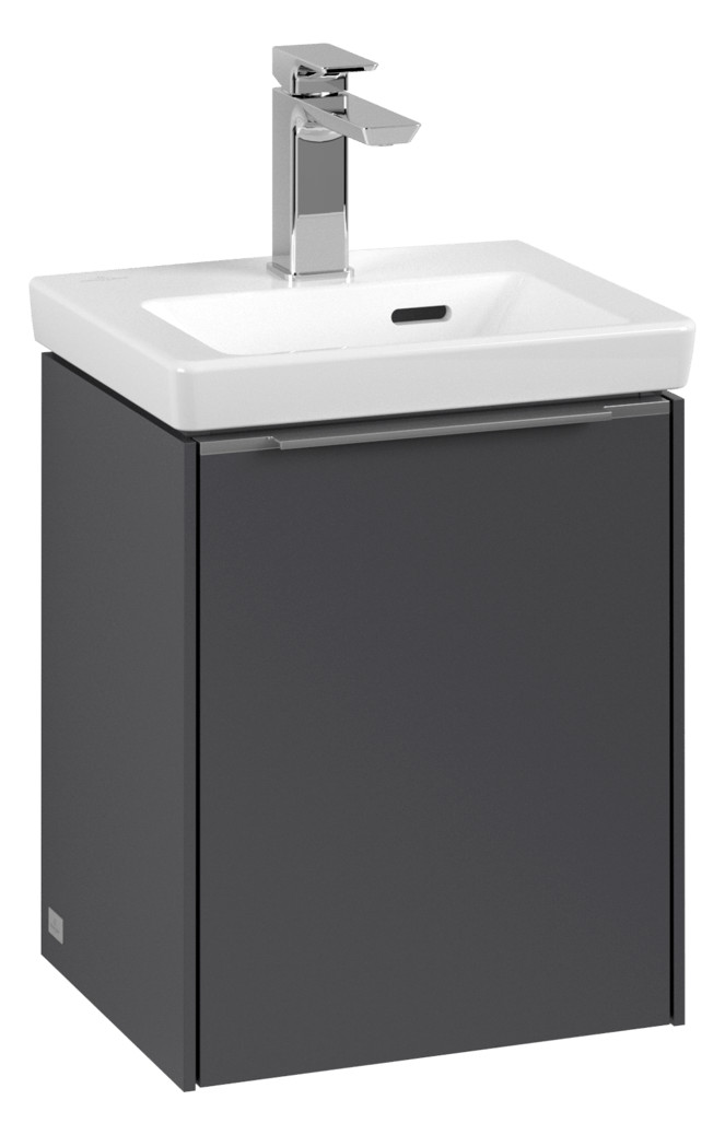 V&B Waschtisch-Unterschrank Subway 3.0 35,1x42,9x30,9cm, Schanier rechts/Griff Aluminium glänzend, graphite