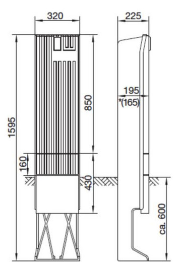 Standgehäuse GFK IP44 B320xH1595xT225mm ET225mm geschl