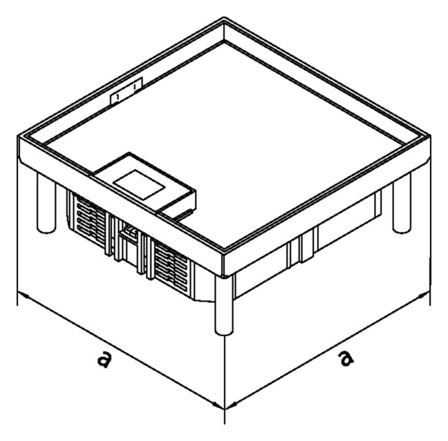 Kassette nivellierbar VA quadrat 244mm 95-282mm 95mm trocken Kassette nivellierbar VA quadrat 244mm 95-282mm 95mm trocken