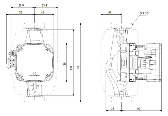 Grundfos Hocheffizienz-Umwälzpumpe Alpha2 GO 25-40 180, DN 25, 180 mm, EEI 0,16