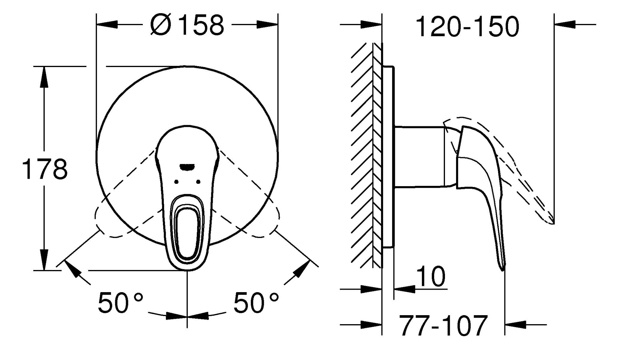GROHE Fertigmontageset Eurostyle UP-Brause-Einhebelmischer, offener Metall-Hebelgriff, chrom