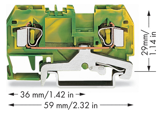Schutzleiter-Reihenklemme Serie 281 0,08-4qmm gn/ge 1Etage APL_erf.