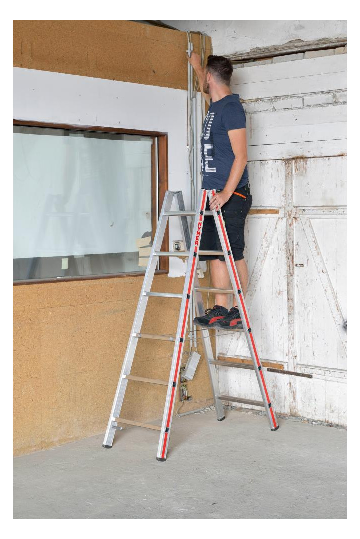 Bild Sprossenstehleiter beidseitig 2x6 Sprossen A H 2,50m - HYMER-1